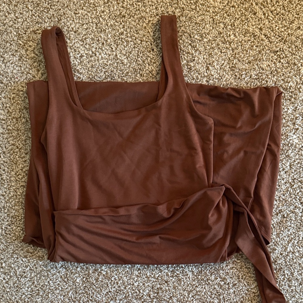 Quince Brown Midi Wrap Dress - Picture 8 of 8